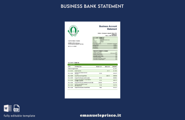estratto conto bancario Islami in stile verificato Modello Word e modello PDF